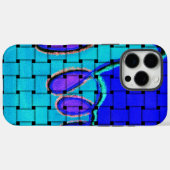 Coques Case-Mate iPhone Abstrait bleu français avec texture tissée (Verso (horizontal))