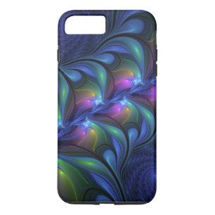 Coque iPhone 7 Plus Abstrait Bleu Rose Vert Fractal Lumineux Coloré