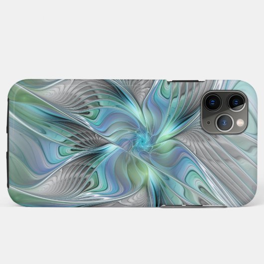 Coques Case-Mate iPhone Abstrait Bleu Vert Papillon Imaginaire Fractal Art (Dos (Horizontal))