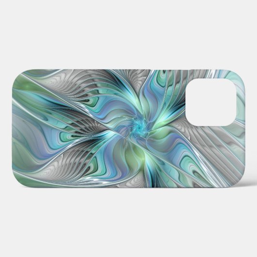 Coques Case-Mate iPhone Abstrait Bleu Vert Papillon Imaginaire Fractal Art (Verso (horizontal))