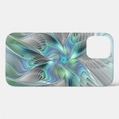 Coques Case-Mate iPhone Abstrait Bleu Vert Papillon Imaginaire Fractal Art (Verso (horizontal))