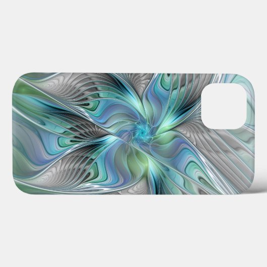 Coques Case-Mate iPhone Abstrait Bleu Vert Papillon Imaginaire Fractal Art (Verso (horizontal))