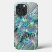 Coques Case-Mate iPhone Abstrait Bleu Vert Papillon Imaginaire Fractal Art (Verso)