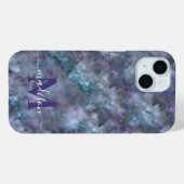 Coques Case-Mate iPhone Abstrait bleu violet turquoise quartz marbre grani (Verso (horizontal))