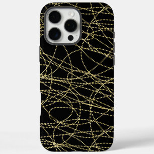 Coques iPhone 16 Pro Max Abstrait brillant d'or noir