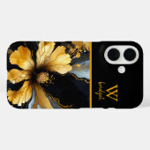 Coques Case-Mate iPhone abstrait chic noir floral (Verso (horizontal))