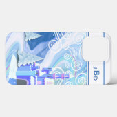 Coques Case-Mate iPhone Abstrait Ciel Arctique Monogrammé (Verso (horizontal))