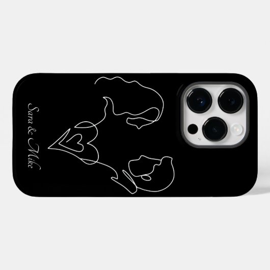 Coques Case-Mate iPhone Abstrait Couple Line Art, Boho Chic (Verso (horizontal))