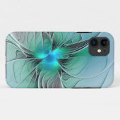 Coques Case-Mate iPhone Abstrait De Bleu, Art Fractal Moderne (Dos (Horizontal))