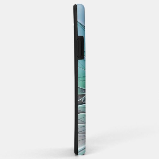 Coques Case-Mate iPhone Abstrait De Bleu, Art Fractal Moderne (Dos/Droite)