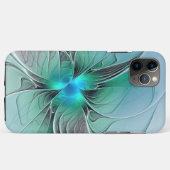 Coques Case-Mate iPhone Abstrait De Bleu, Art Fractal Moderne (Dos (Horizontal))
