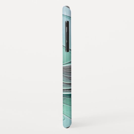 Coques Case-Mate iPhone Abstrait De Bleu, Art Fractal Moderne (Dos/Gauche)