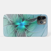 Coques Case-Mate iPhone Abstrait De Bleu, Art Fractal Moderne (Dos (Horizontal))