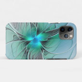 Coques Case-Mate iPhone Abstrait De Bleu, Art Fractal Moderne (Dos (Horizontal))