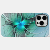 Coques Case-Mate iPhone Abstrait De Bleu, Art Fractal Moderne (Verso (horizontal))