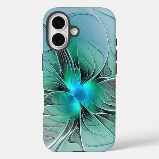 Coques Case-Mate iPhone Abstrait De Bleu, Art Fractal Moderne (Verso)