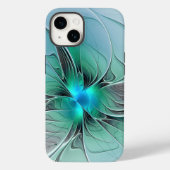 Coques Case-Mate iPhone Abstrait De Bleu, Art Fractal Moderne (Verso)