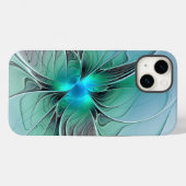Coques Case-Mate iPhone Abstrait De Bleu, Art Fractal Moderne (Verso (horizontal))