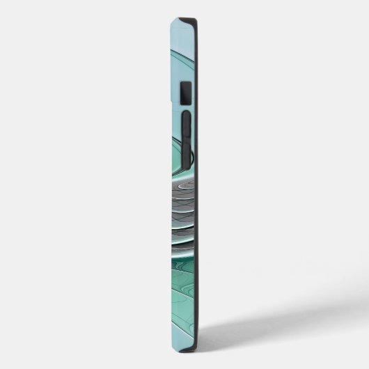 Coques Case-Mate iPhone Abstrait De Bleu, Art Fractal Moderne (Verso / Gauche)