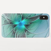 Coques Case-Mate iPhone Abstrait De Bleu, Art Fractal Moderne (Dos (Horizontal))
