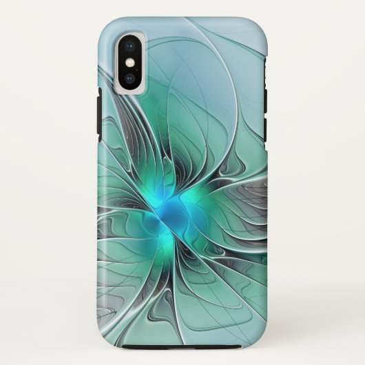 Coques Case-Mate iPhone Abstrait De Bleu, Art Fractal Moderne (Dos)
