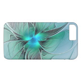 Coques Case-Mate iPhone Abstrait De Bleu, Art Fractal Moderne (Dos (Horizontal))