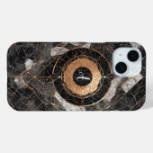 Coques Case-Mate iPhone Abstrait Décoratif Géométrique Noir et Or (Verso (horizontal))