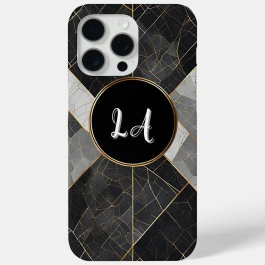 Coques Case-Mate iPhone Abstrait Décoratif Géométrique Noir et Or (Verso)