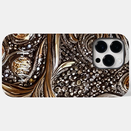 Coques Case-Mate iPhone Abstrait en cuir Faux personnalisable (Verso (horizontal))