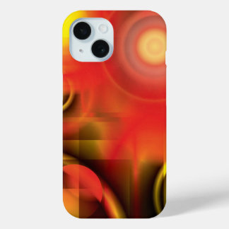 Coque Pour iPhone 15 Abstrait en rouge et jaune