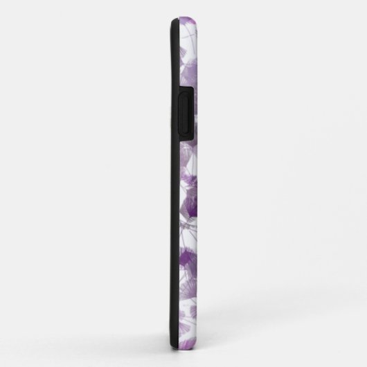 Coques Case-Mate iPhone Abstrait Floral Girly Purple Blanc Monogramme Nom (Dos/Droite)