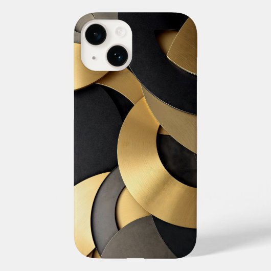 Coques Case-Mate iPhone Abstrait géométrique de chevauchement doré et noir (Verso)