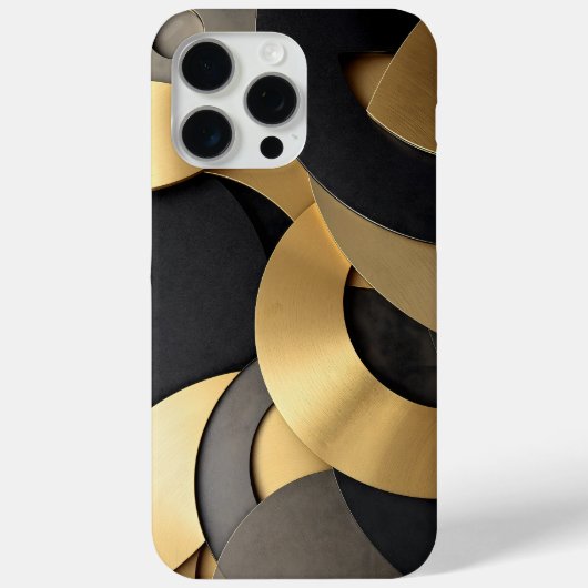 Coques Case-Mate iPhone Abstrait géométrique de chevauchement doré et noir (Verso)
