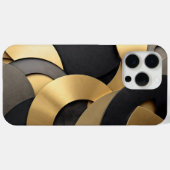 Coques Case-Mate iPhone Abstrait géométrique de chevauchement doré et noir (Verso (horizontal))