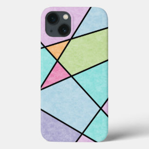 iPhone 13 Coque Abstrait Géométrique Frosted pastel Bleu Rose Lila