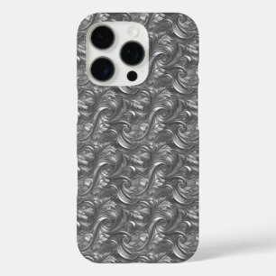 Coques iPhone 16 Pro Abstrait Gris Argenté et Noir Décoratif