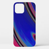 Coques Case-Mate iPhone Abstrait Gris Bleu Magenta Fractal (Verso)