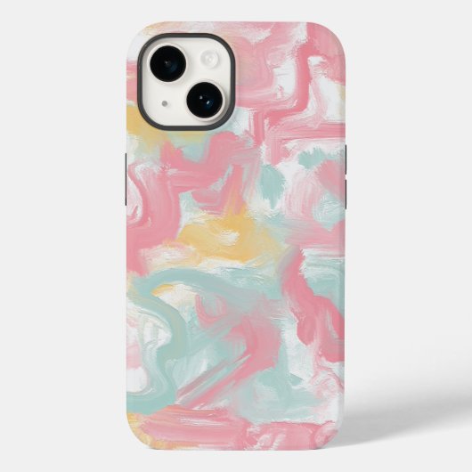 Coques Case-Mate iPhone Abstrait Impasto Peinture Corail Jaune Turquoise (Verso)