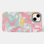 Coques Case-Mate iPhone Abstrait Impasto Peinture Corail Jaune Turquoise (Verso (horizontal))
