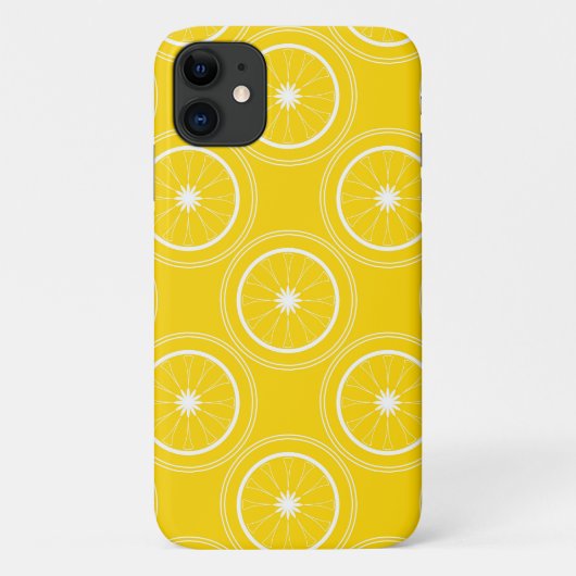 Coques Case-Mate iPhone Abstrait jaune clair rétro citron motif (Dos)