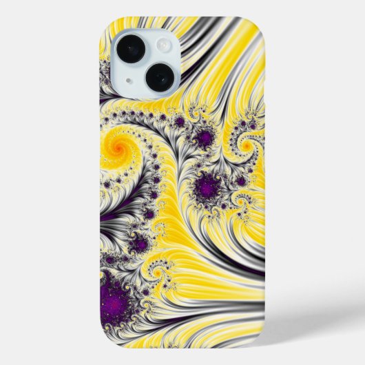 Coques Case-Mate iPhone Abstrait Jaune Fractal Art (Verso)