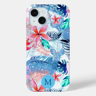 Coque Pour iPhone 15 Abstrait joli floral et l'art des cerfs Monogramme