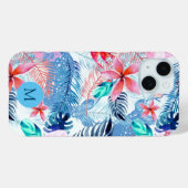 Coques Case-Mate iPhone Abstrait joli floral et l'art des cerfs Monogramme (Verso (horizontal))