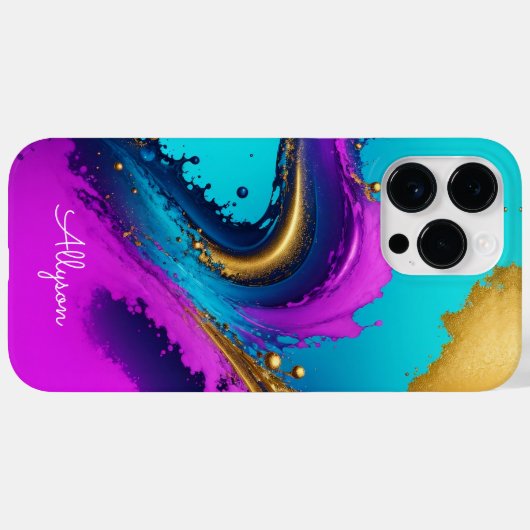 Coques Case-Mate iPhone Abstrait Liquide Dynamique, Nom De Script Blanc, V (Verso (horizontal))
