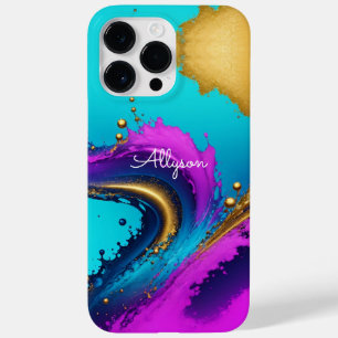 Coque Pour Pour iPhone 14 Pro Max Abstrait Liquide Dynamique, Nom en Écriture Blanch