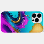Coques Case-Mate iPhone Abstrait Liquide Dynamique, Nom en Écriture Blanch (Verso (horizontal))