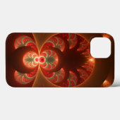 Coques Case-Mate iPhone Abstrait lumineux rouge orange moderne Fractal (Verso (horizontal))