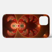 Coques Case-Mate iPhone Abstrait lumineux rouge orange moderne Fractal (Verso (horizontal))