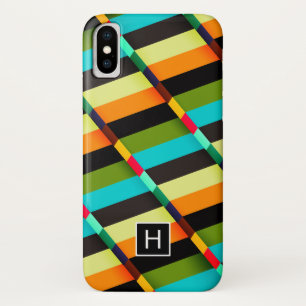 Coques Pour iPhone Abstrait Moderne Coloré Rayures & Monogramme