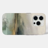 Coques Case-Mate iPhone Abstrait moderne Nom personnalisé Paysage Turquois (Verso (horizontal))